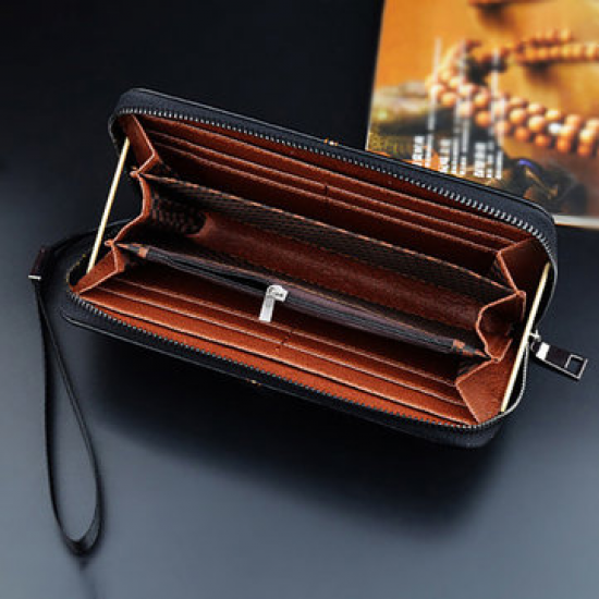 Men Business Casual Zipper Long Wallet Clutch Bag For Men for Clutch Bags