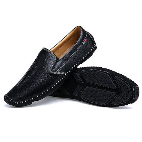 Men Delicate Sewing Crocodile Pattern Genuine Leather Casual Loafers for Flats