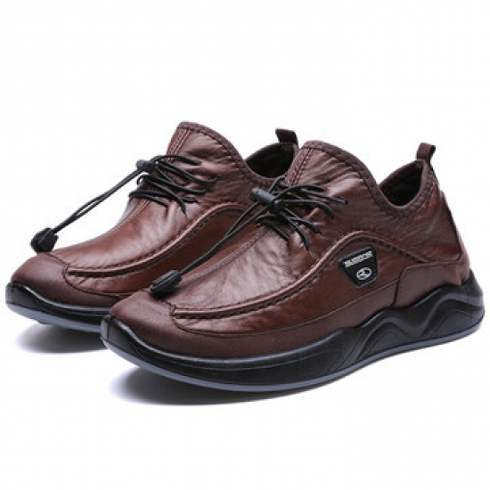 Menico Men Microfiber Leather Non Slip Elastic Lace Casual Shoes for Flats