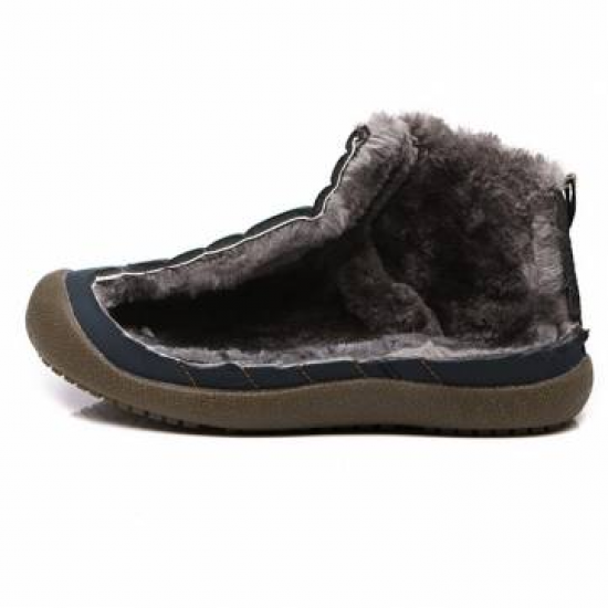 Men Large Size Warm Fur Lining Waterproof Flat Slip On Snow Boots for Boots