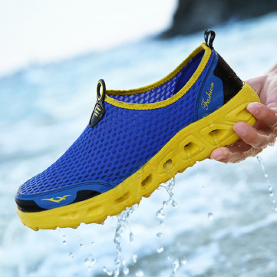 Large Size Men Honeycomb Mesh Quick Drying Upstream Shoes Casual Beach Shoes for Flats