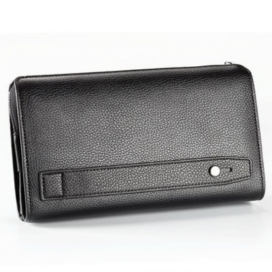 PU Leather Business Casual Zipper Clutch Bag 4 Cash Pocket Wallet For Men for Clutch Bags