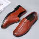 Men Pure Color Leather Slip Resistant Slip On Casual Shoes for Flats