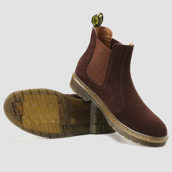 Menico Men Classic Suede Comfort Round Toe Elastic Slip On Chelsea Boots for Boots