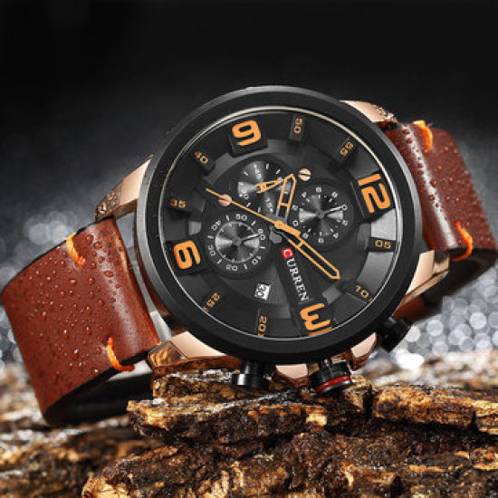 CURREN Quartz Leather Watches Chronograph Calendar 30M Waterproof Mens Watches for Men Watches
