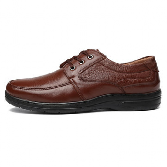 Men Pure Color Leather Non Slip Soft Sole Casual Shoes for Flats