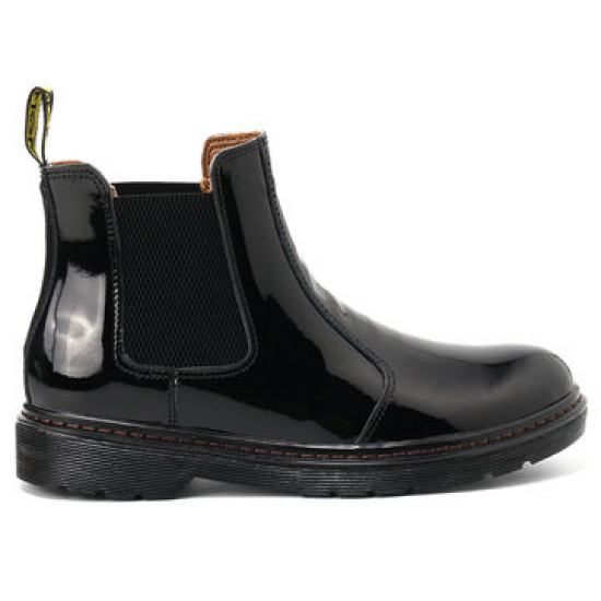 Menico Men Classic Patent Leather Slip On Elastic Band Chelsea Boots for Boots